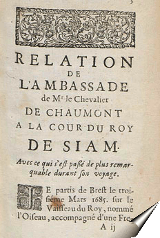 1ère page de la Relation du chevalier de Chaumont