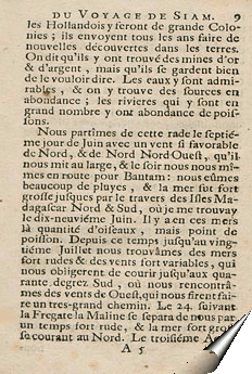 Page de la Relation du chevalier de Chaumont