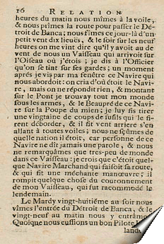 Page de la Relation du chevalier de Chaumont