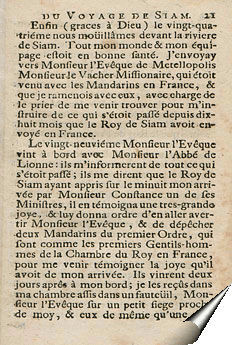 Page de la Relation du chevalier de Chaumont