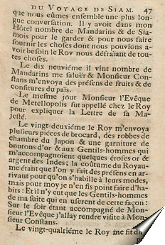 Page de la Relation du chevalier de Chaumont