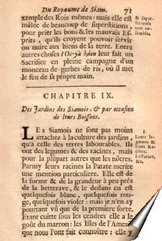 Page de la Relation de La Loubère