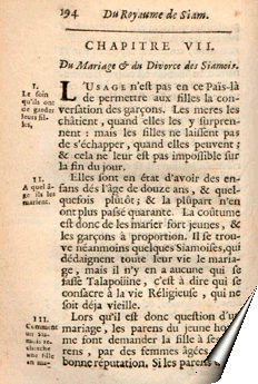 Page de la Relation de La Loubère