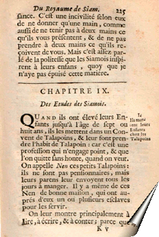 Page de la Relation de La Loubère