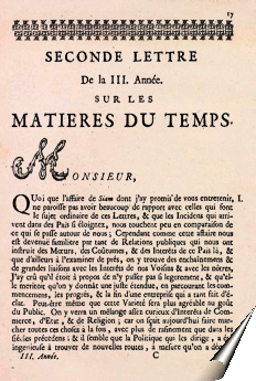 Page des Lettres sur les matières du temps