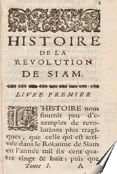 Page de l'Histoire de la révolution du royaume de Siam
