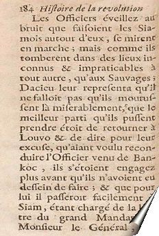 Page de l'Histoire de la révolution du royaume de Siam