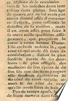 Page de l'Histoire de la révolution du royaume de Siam