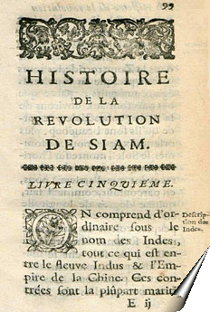 Page de l'Histoire de la révolution du royaume de Siam