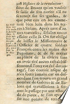 Page de l'Histoire de la révolution du royaume de Siam